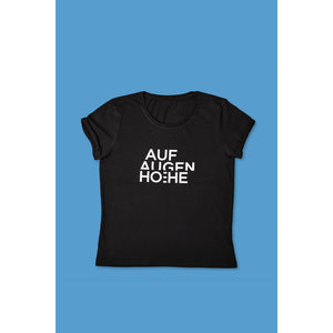 black t-shirt with white big logo