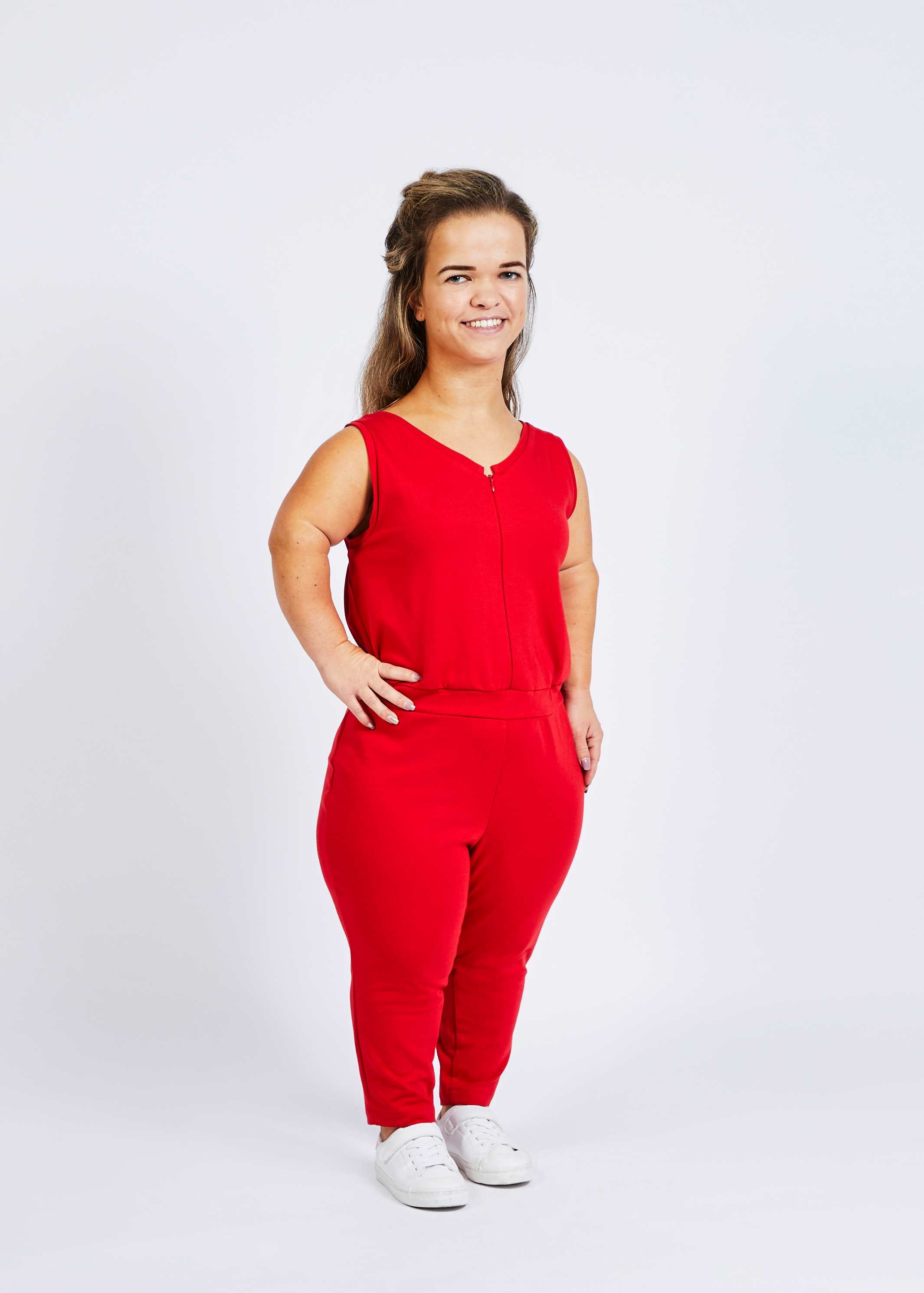 Bright red jumpsuit shop
